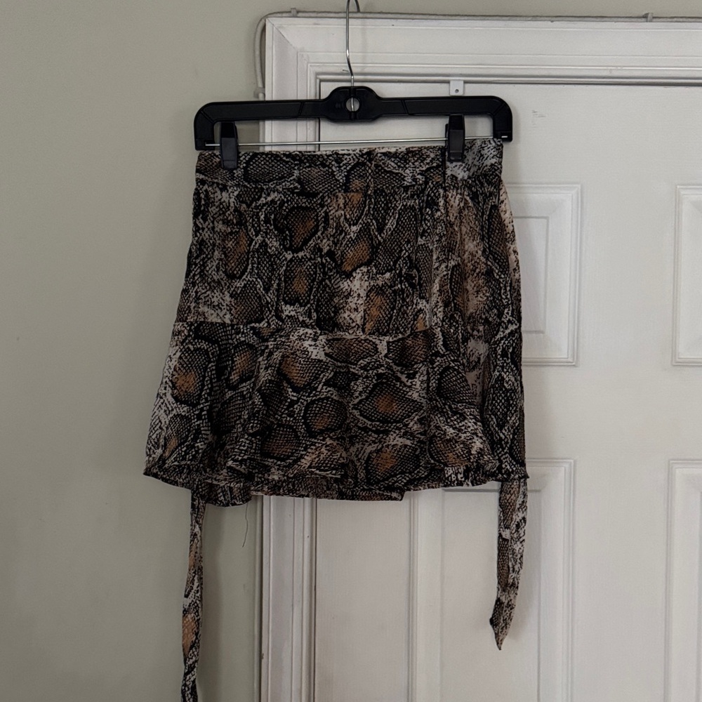 Zara Snake Print Mini Skirt - Black and Brown